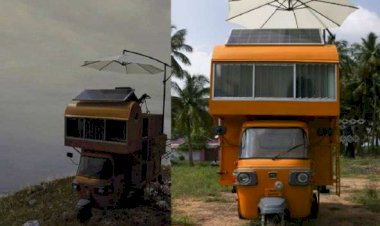 Modern House in Auto  Invention of Namakkal Arunprabhu - ஆட்டோவில் வீடு செய்து அசத்தும் நாமக்கல் இளைஞர்