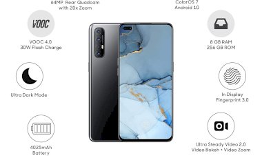 Oppo Reno3 Pro (Midnight Black, 8GB RAM, 256GB Storage) with No Cost EMI/Additional Exchange Offers