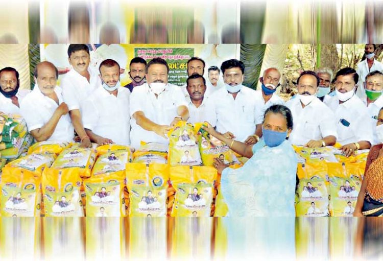 Relief items for the public at 11 locations Presented by Minister Dindigul Srinivasan